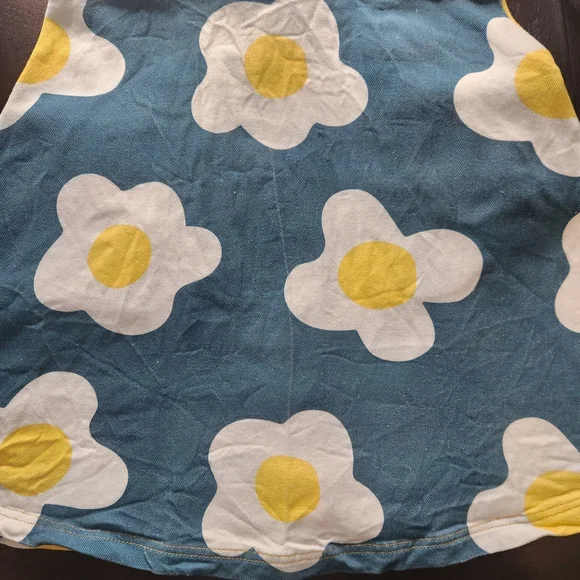 Unique Vintage Teal and White Floral Mini Dress - Picture 13 of 13